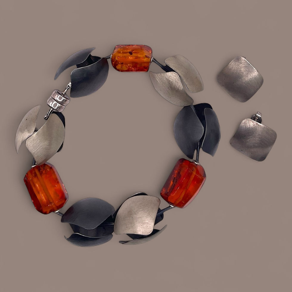 Baltic Amber Set-Designer Style Amber Bracelet & Earrings