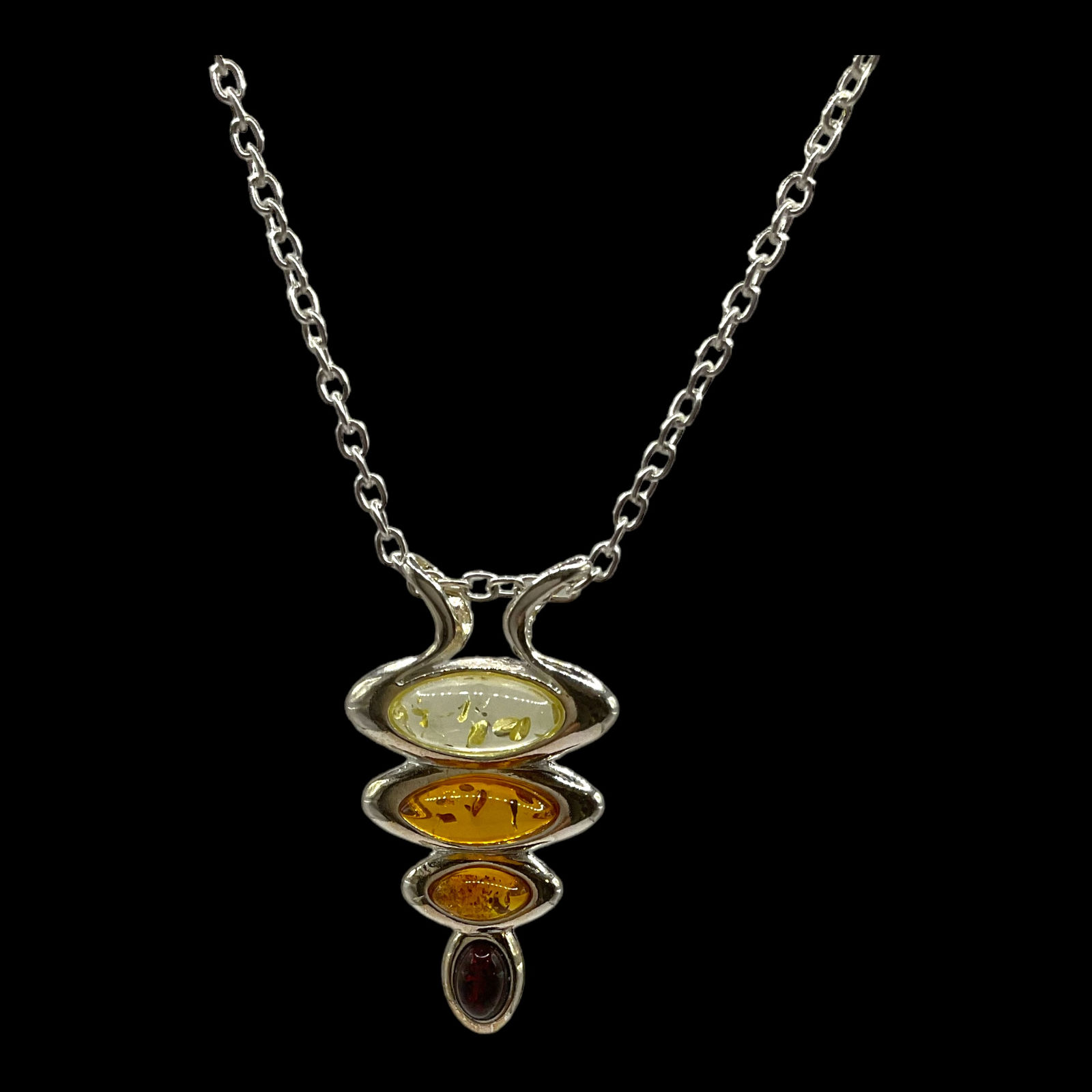 Baltic Amber Pendant - Multi Color Amber Slide Pendant