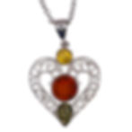 Baltic Amber Heart Pendant - Tri-Color Amber Heart Pendant