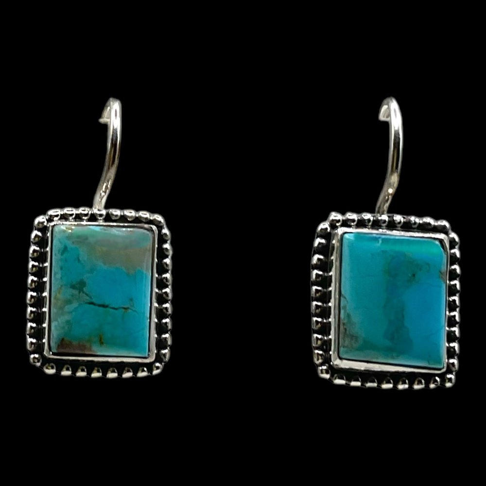 Turquoise Earrings - Blue Mojave Turquoise Rectangle Earrings.