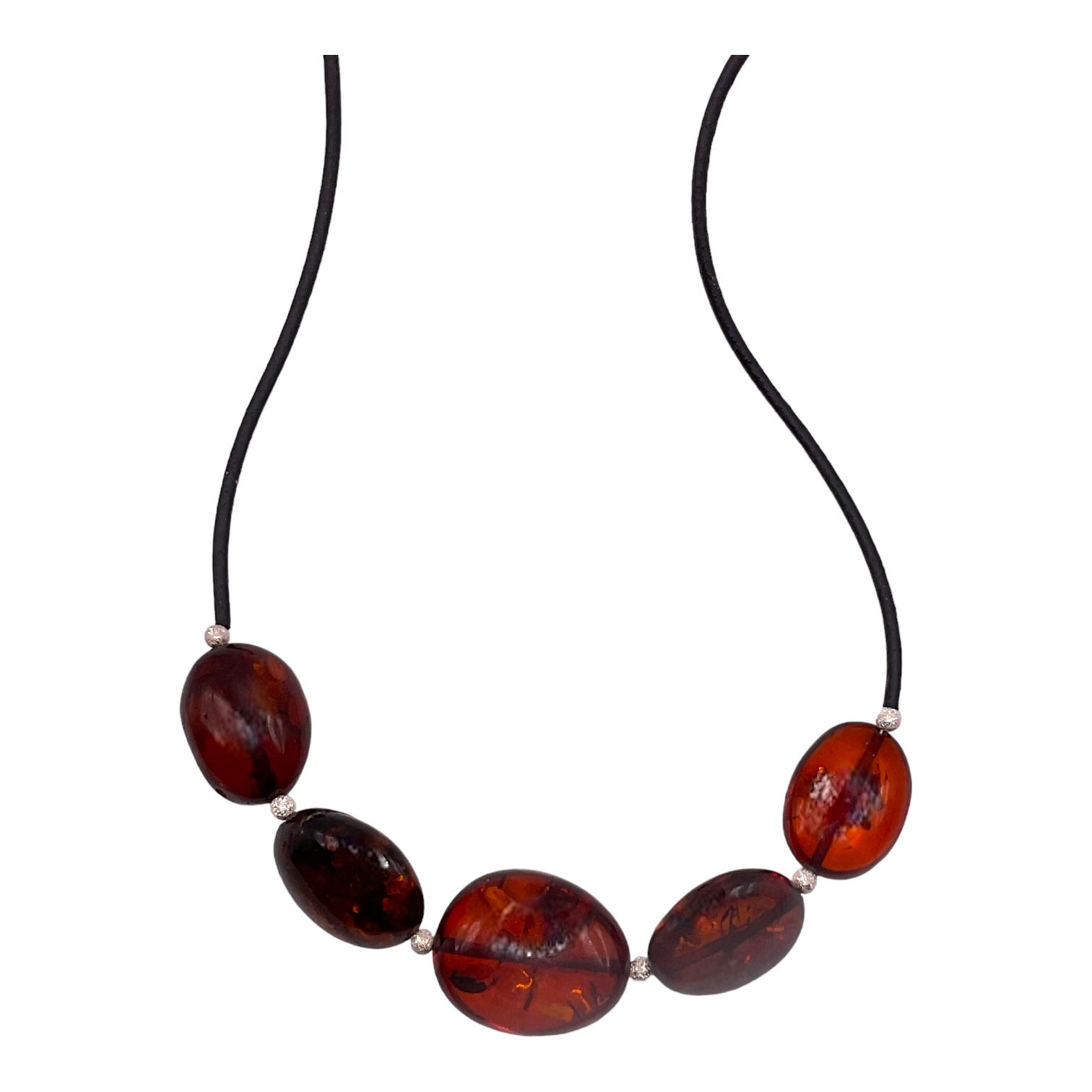 Amber necklace with oval beads