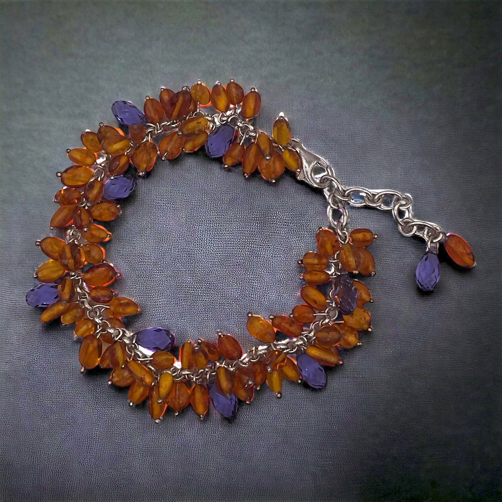 Baltic amber and silver bracelet