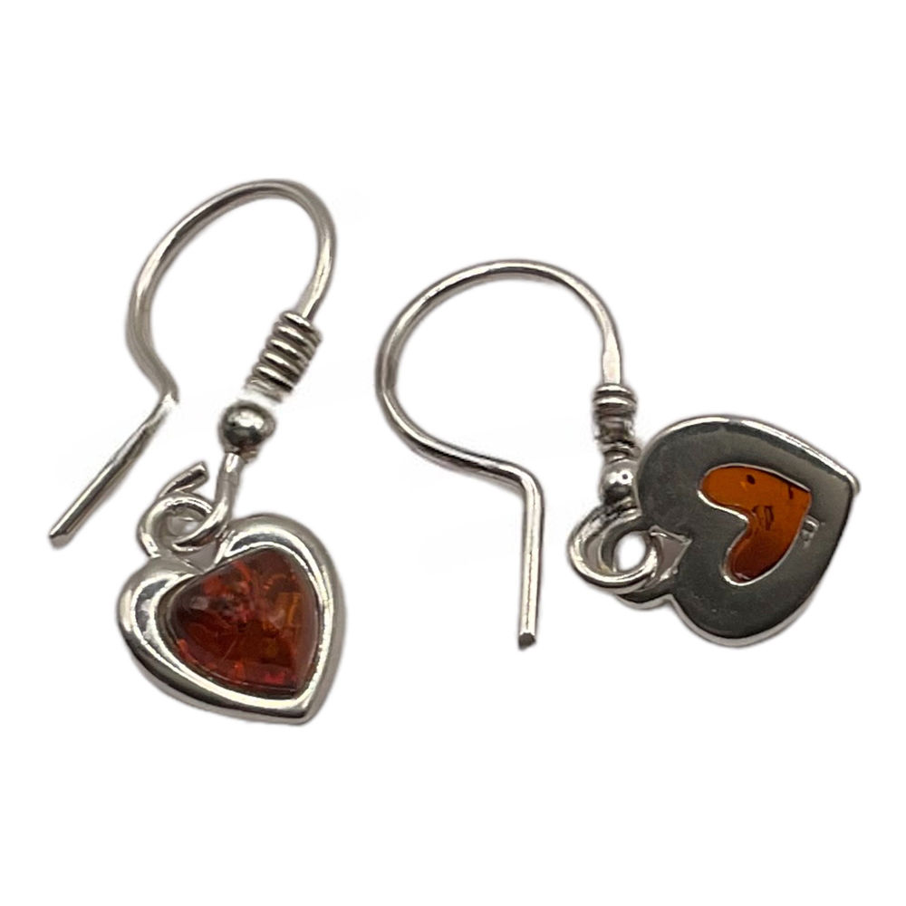 Baltic Amber Earrings - Amber Sweethearts in Cognac