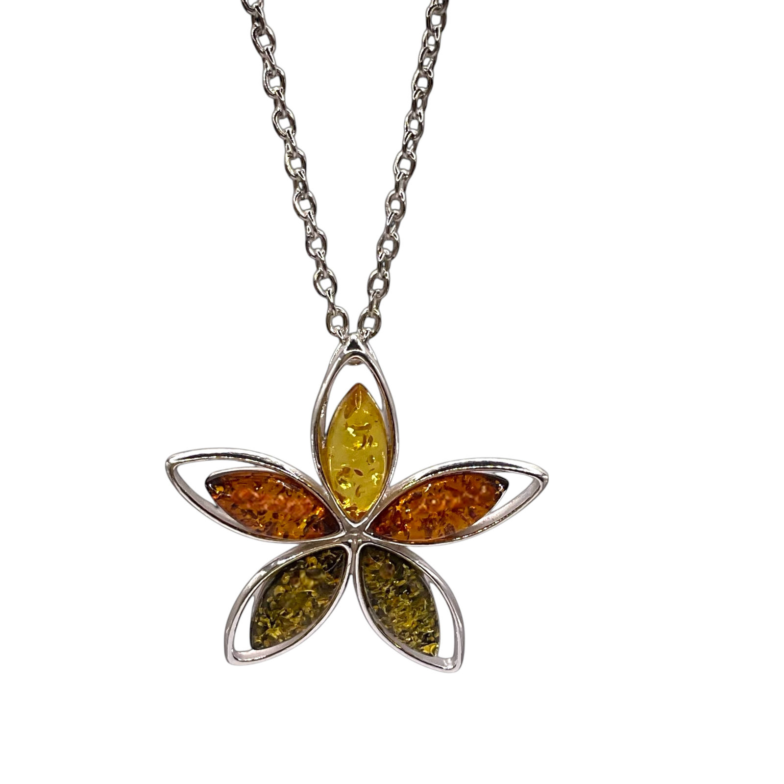 Modern Baltic Amber Flower Pendant