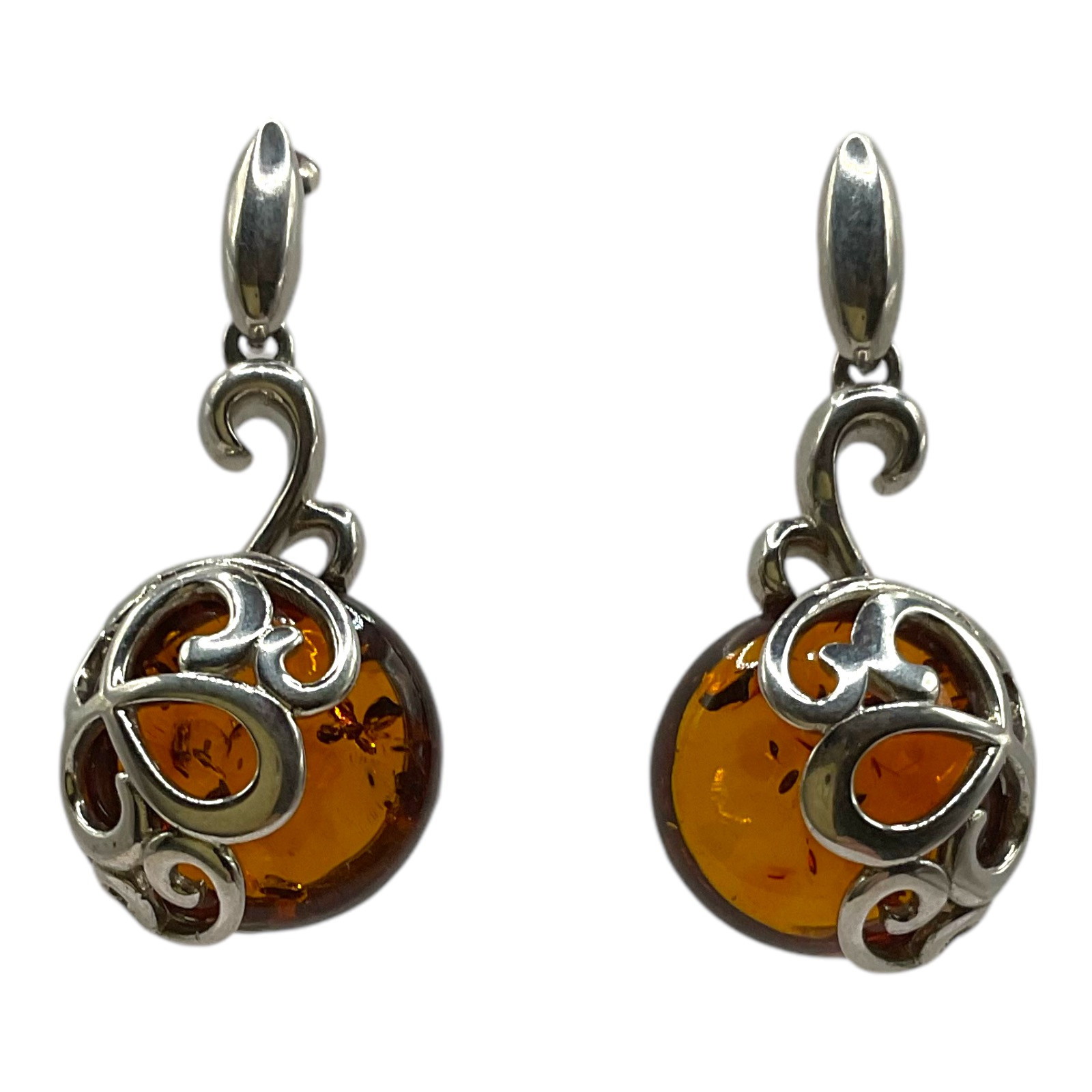 Baltic Amber Earrings - Honey Amber Fancy Stud Earrings