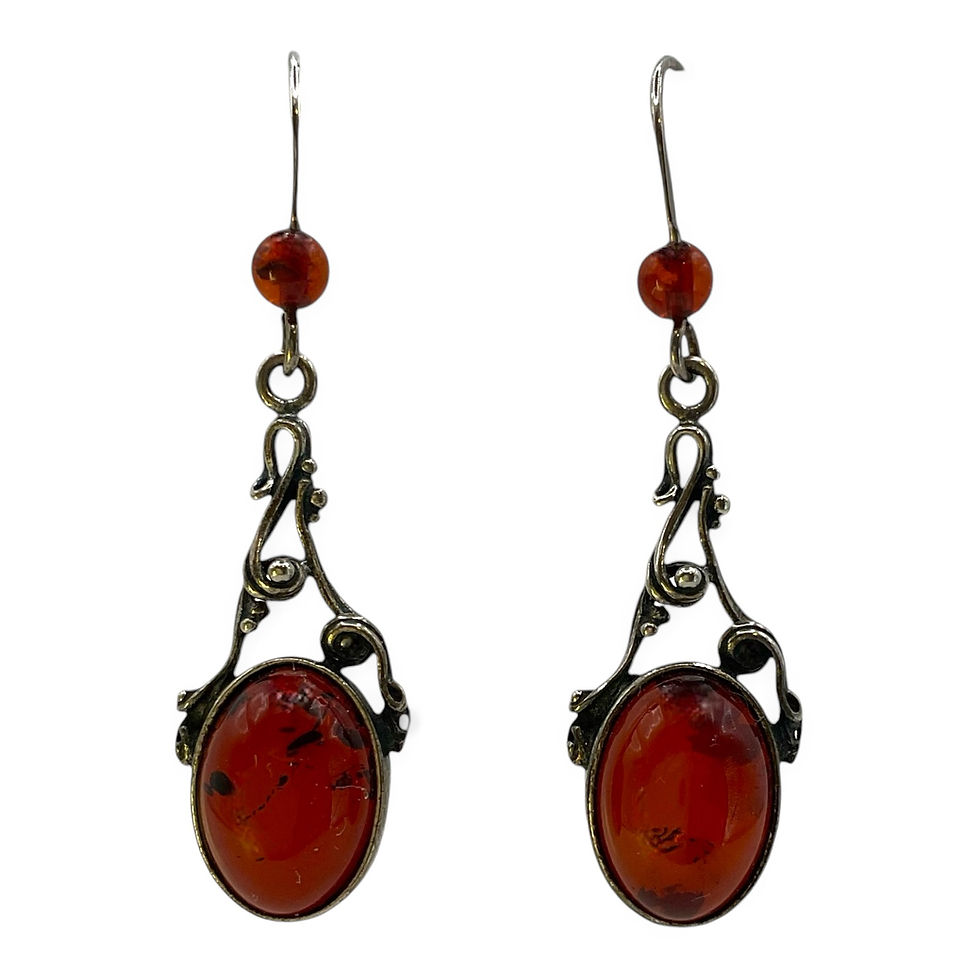 Baltic Amber Earrings - Black Cherry Antiqued Earrings