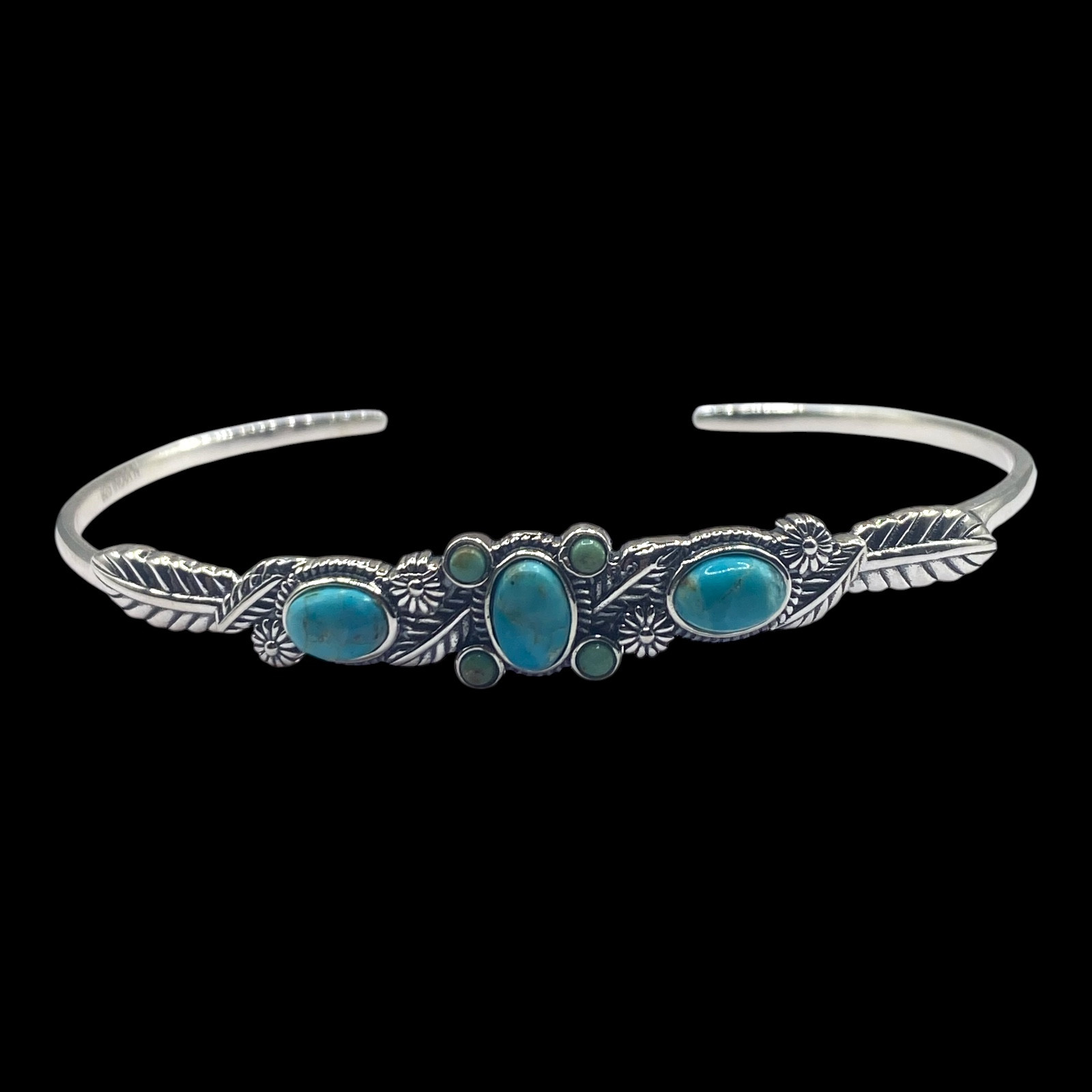 Blue Mohave Turquoise Bangle in Sterling Silver