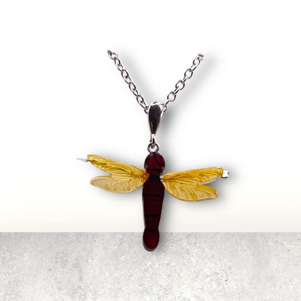 Baltic Amber Pendant - Little Amber Dragonfly Pendant