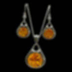 Baltic Amber Jewelry Set - Honey Amber Pendant & Earrings