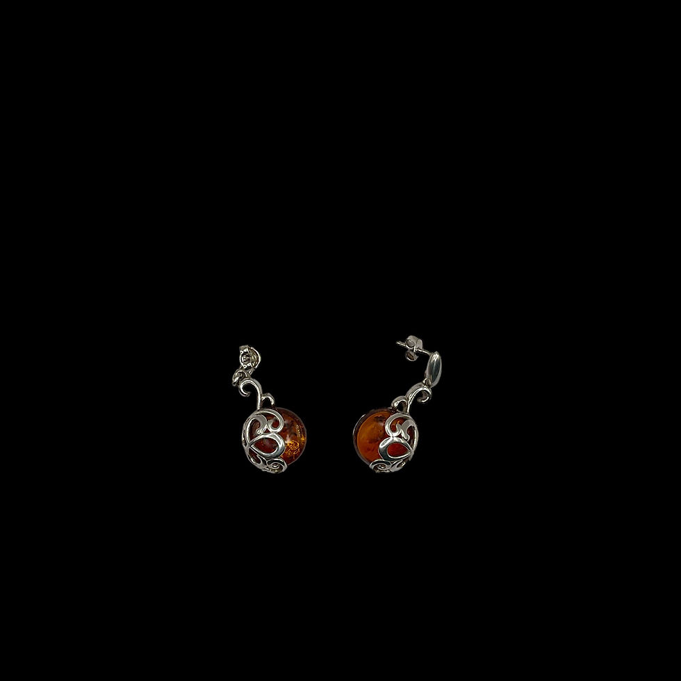 Thumbnail: Baltic Amber Earrings - Honey Amber Fancy Stud Earrings