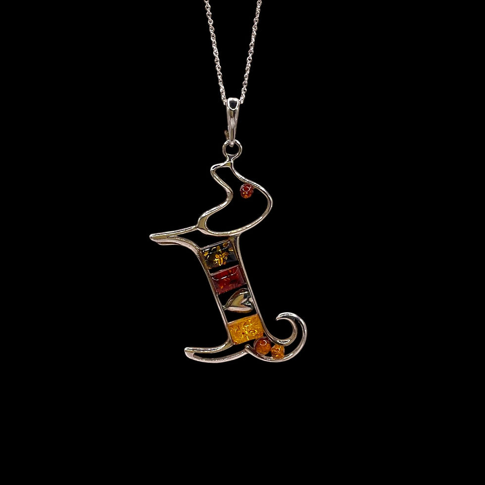 Vintage amber dog pendant