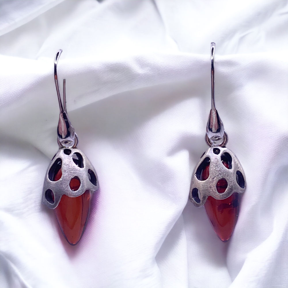 Baltic Amber Earrings: “Popinkys” Amber Mushroom Earrings