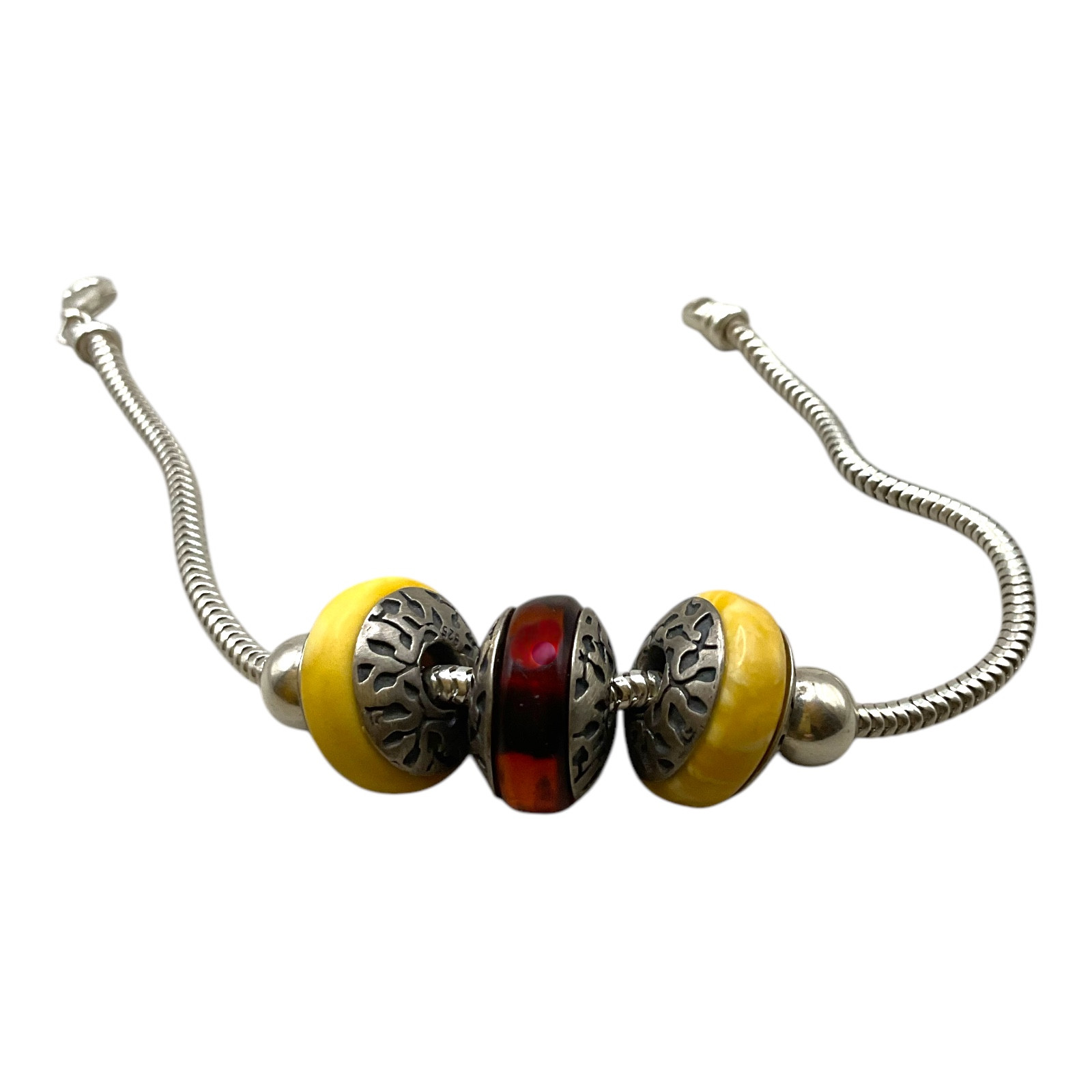 Baltic Amber Bracelet -Baltyka Bracelet in Sterling Silver