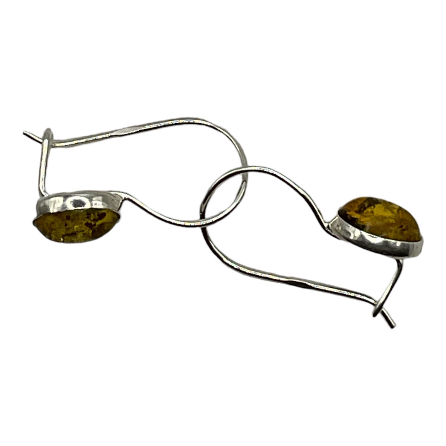 Green Amber Earrings - Secure Eurowires