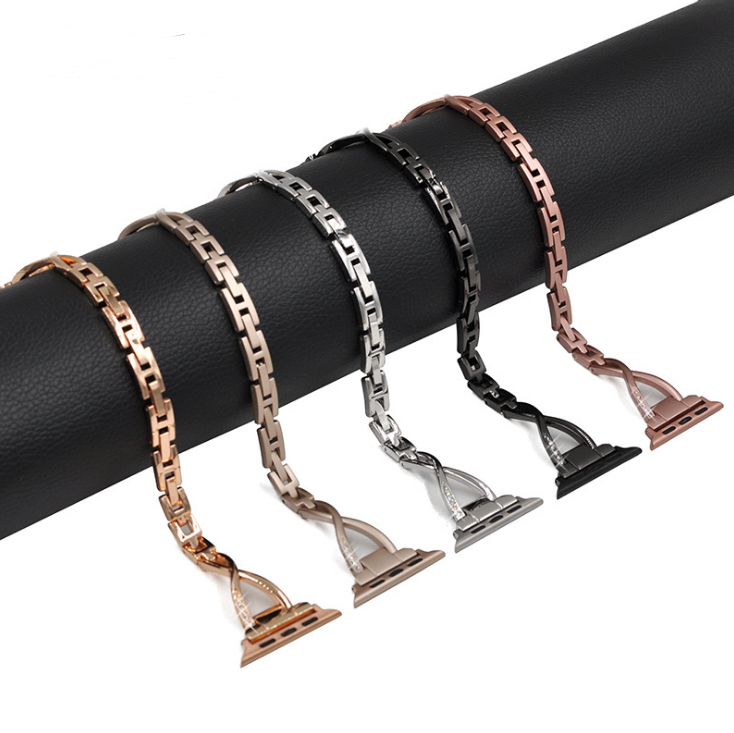 Thumbnail: Apple Watch Band X-Type Stainless Steel with Diamonds