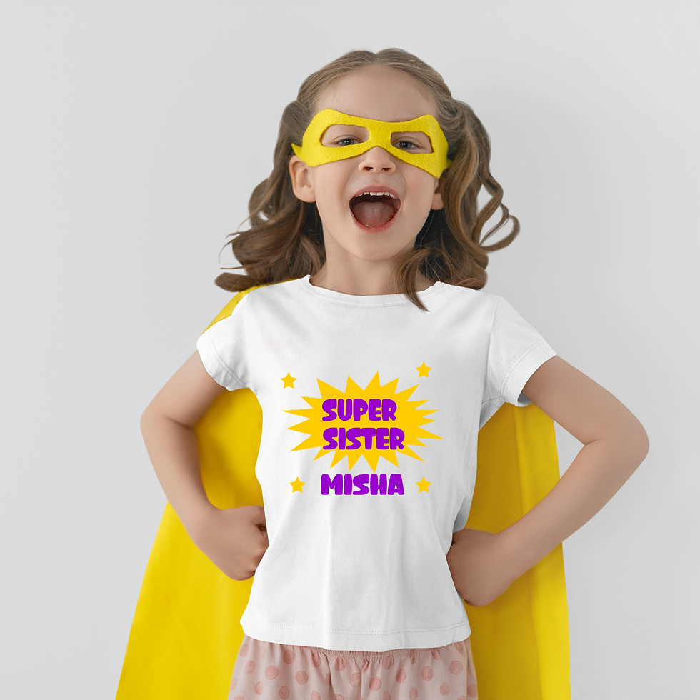 Super Sister Personalised White Onesie / Romper / Tshirt (Stars)