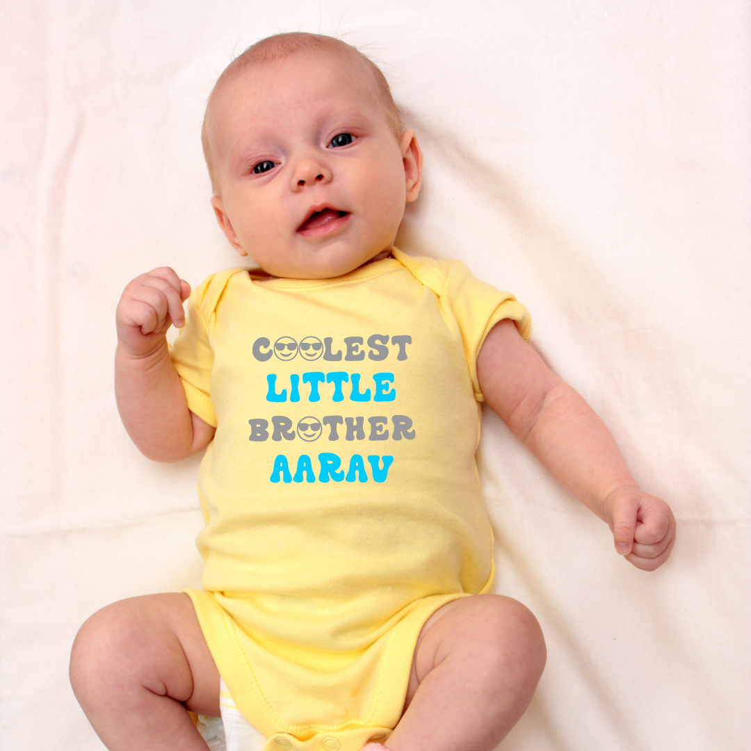 Cootest Big/Little Brother/Sister Personalised Yellow Onesie / Tshirt