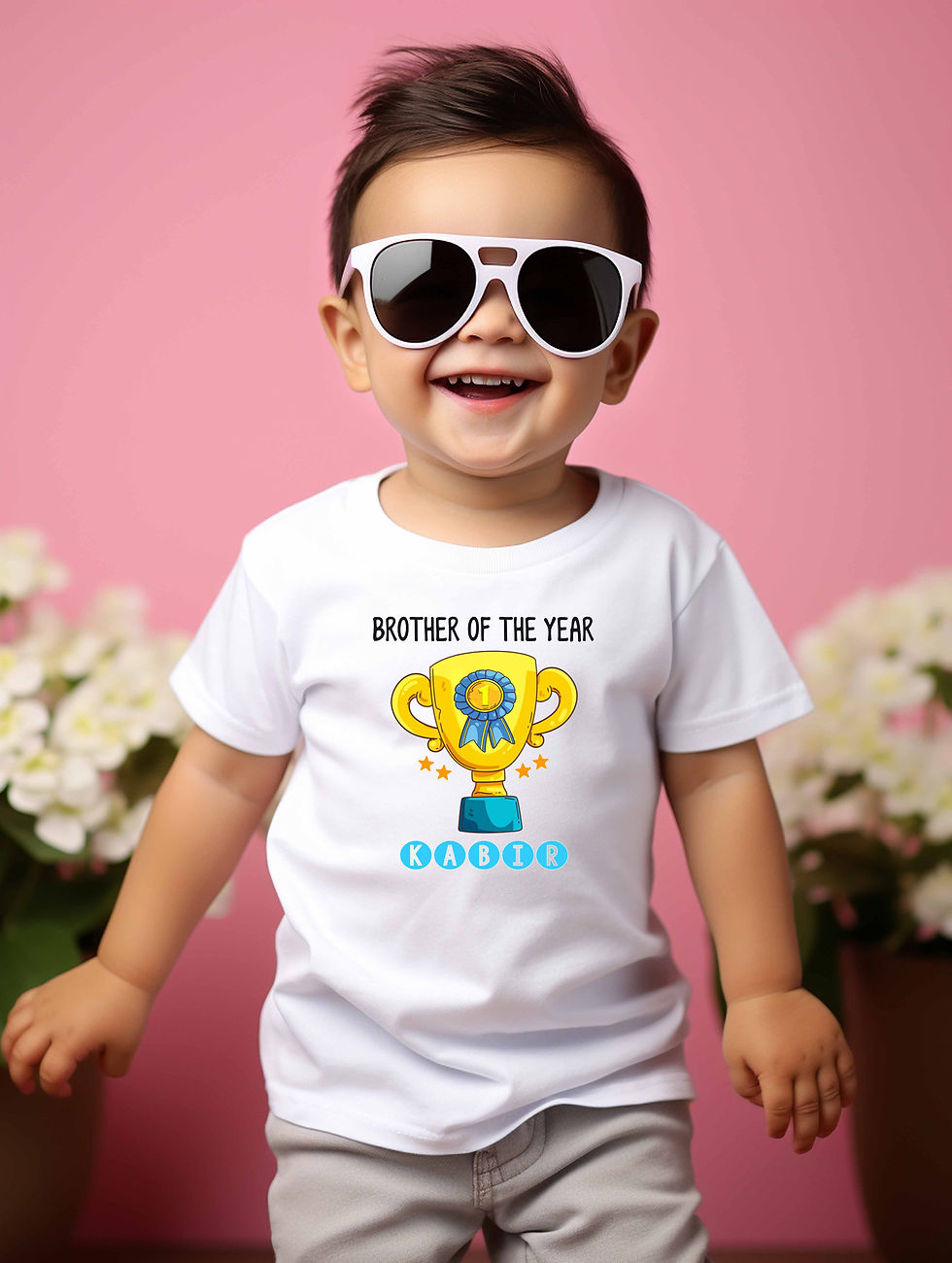 Brother of the Year Trophy Personalised White