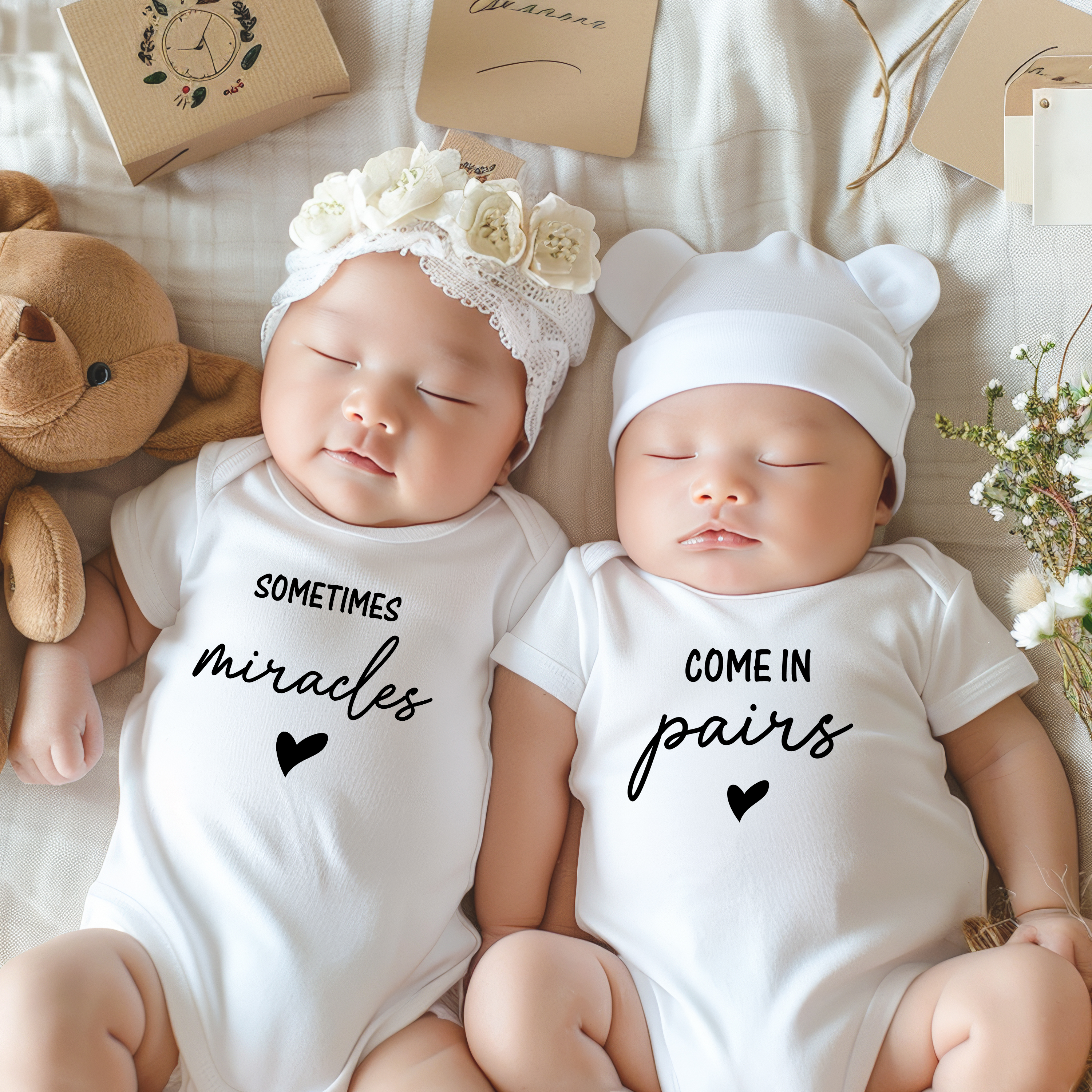 Sometime Miracles Come In Pairs White Twins Combo