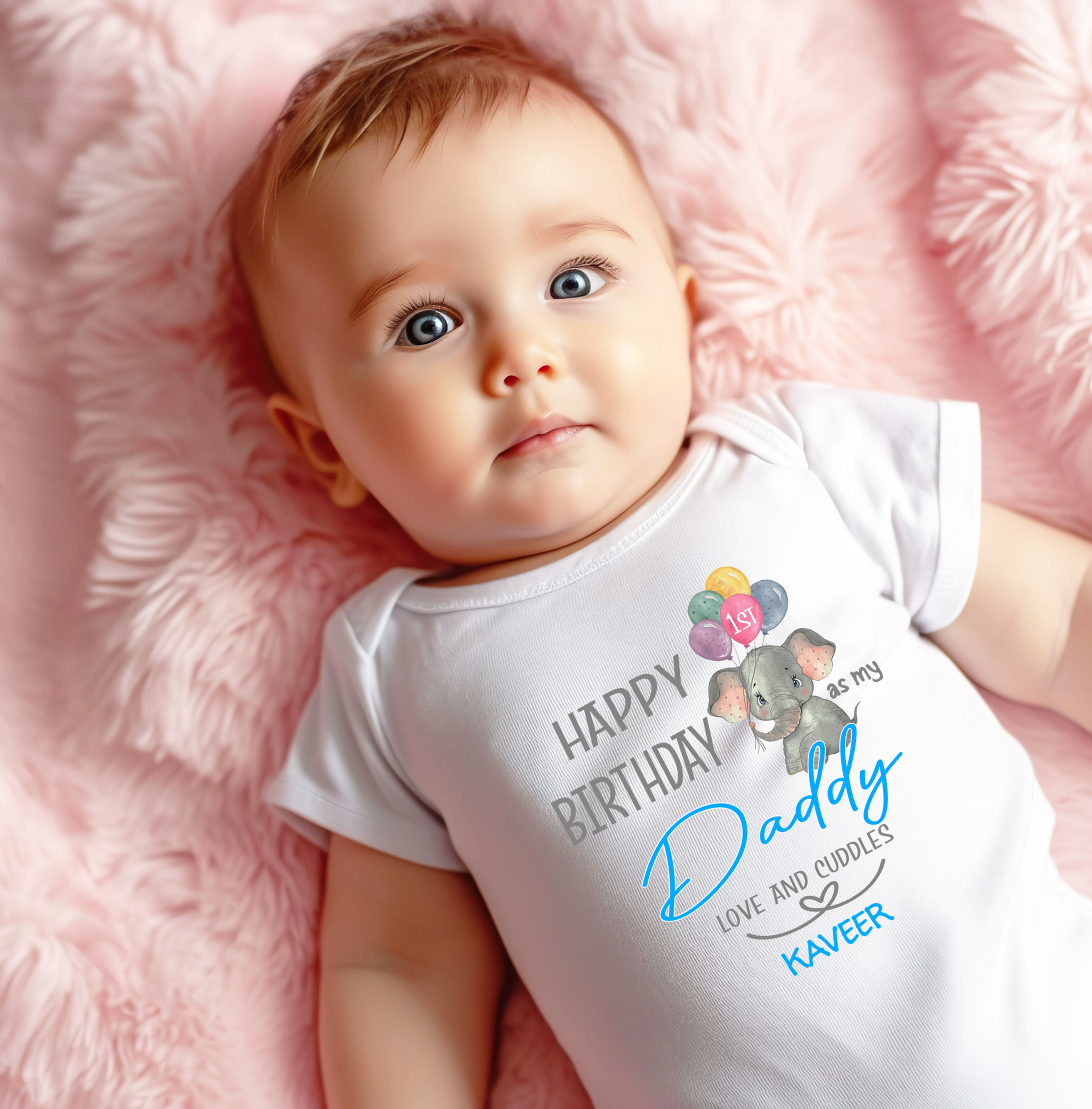 1st Birthday as my Daddy Elephant  White  Onesie / Romper / Tshirt