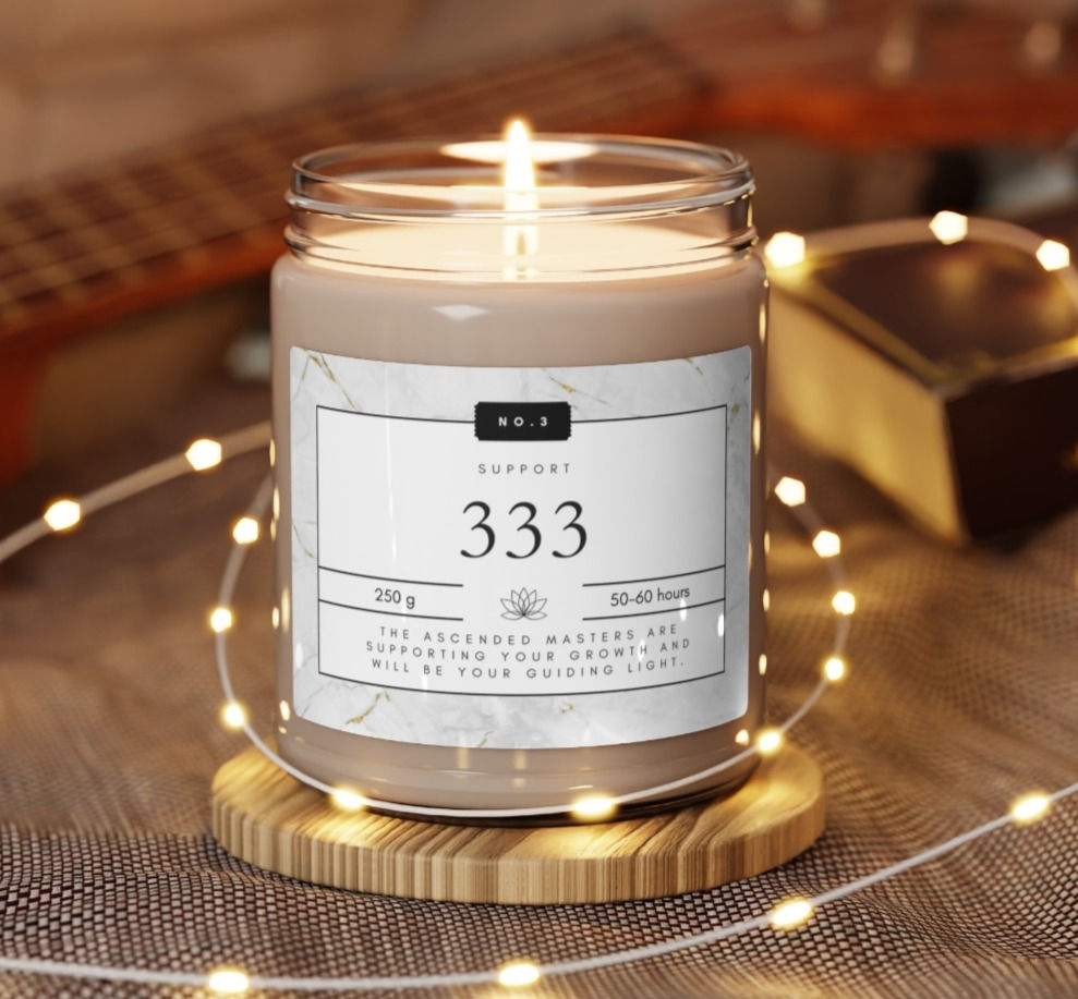 333 Angel Number Candle White Marble Gift