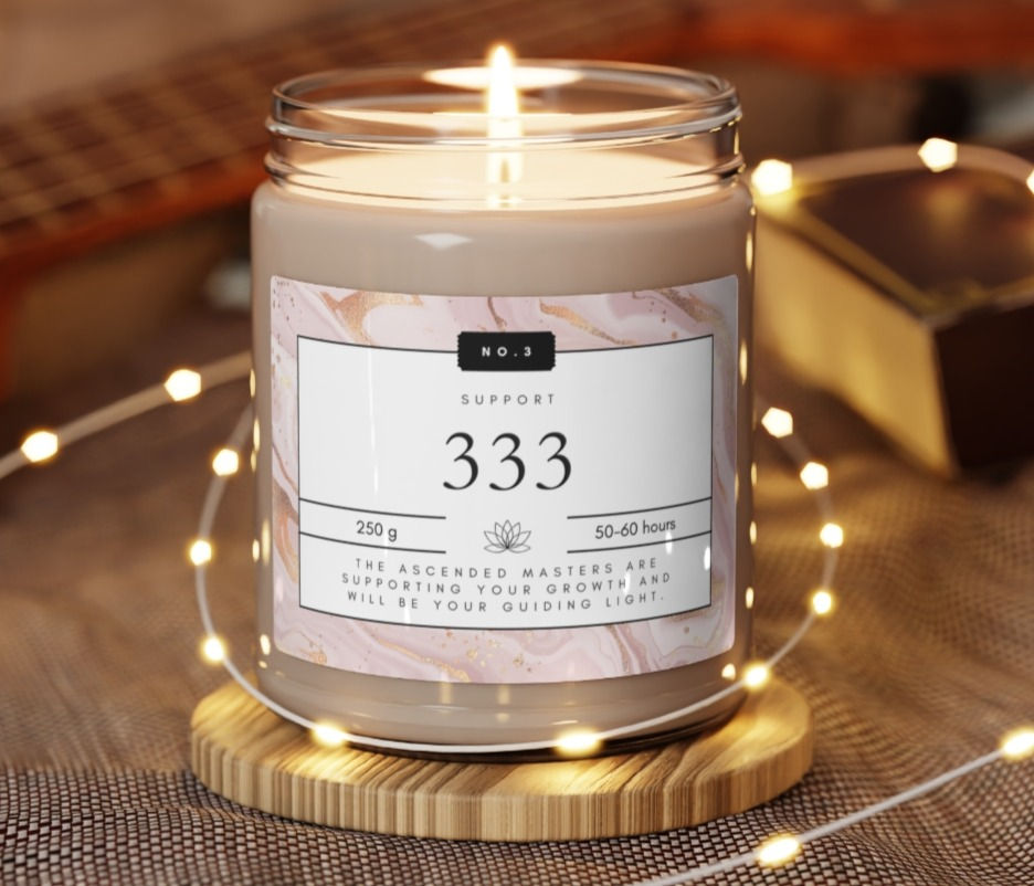333 Angel Number Candle Pink Marble Gift