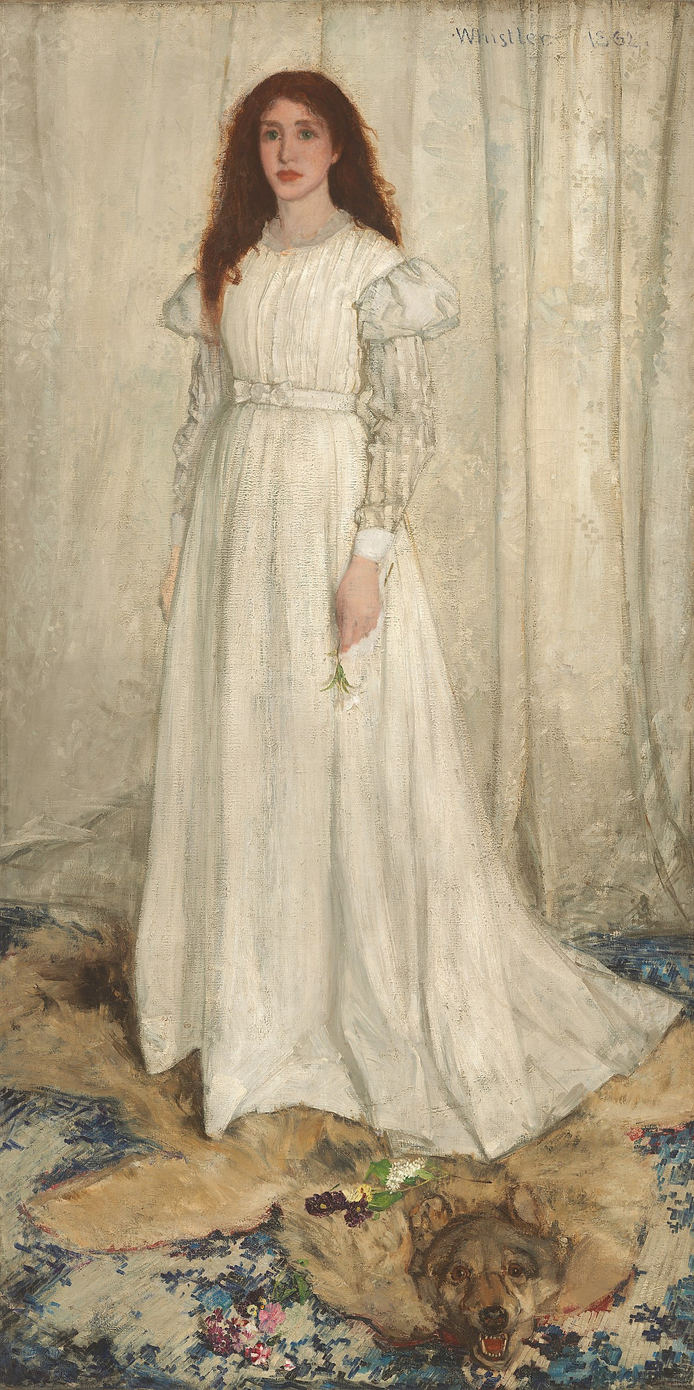 Girl in a white dress against a white background