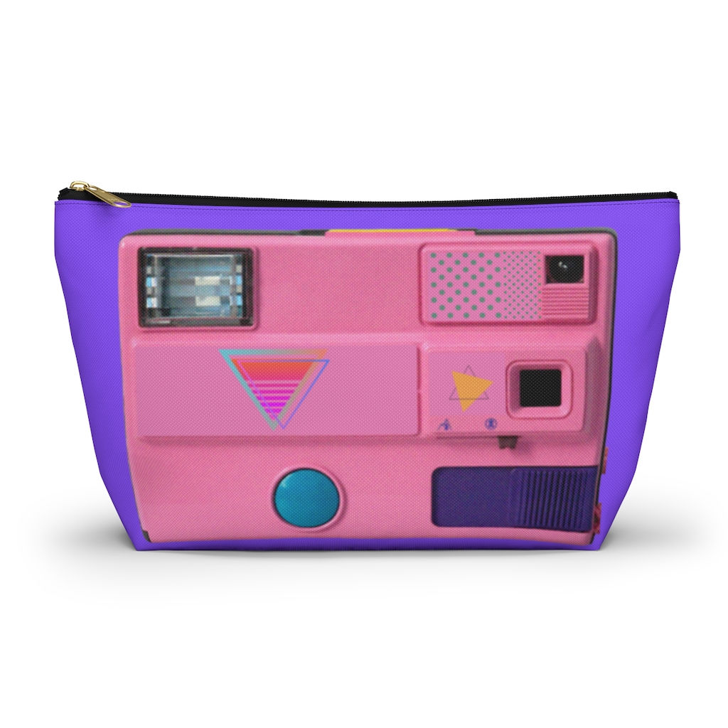 Pink Camera Large Cosmetic Bag