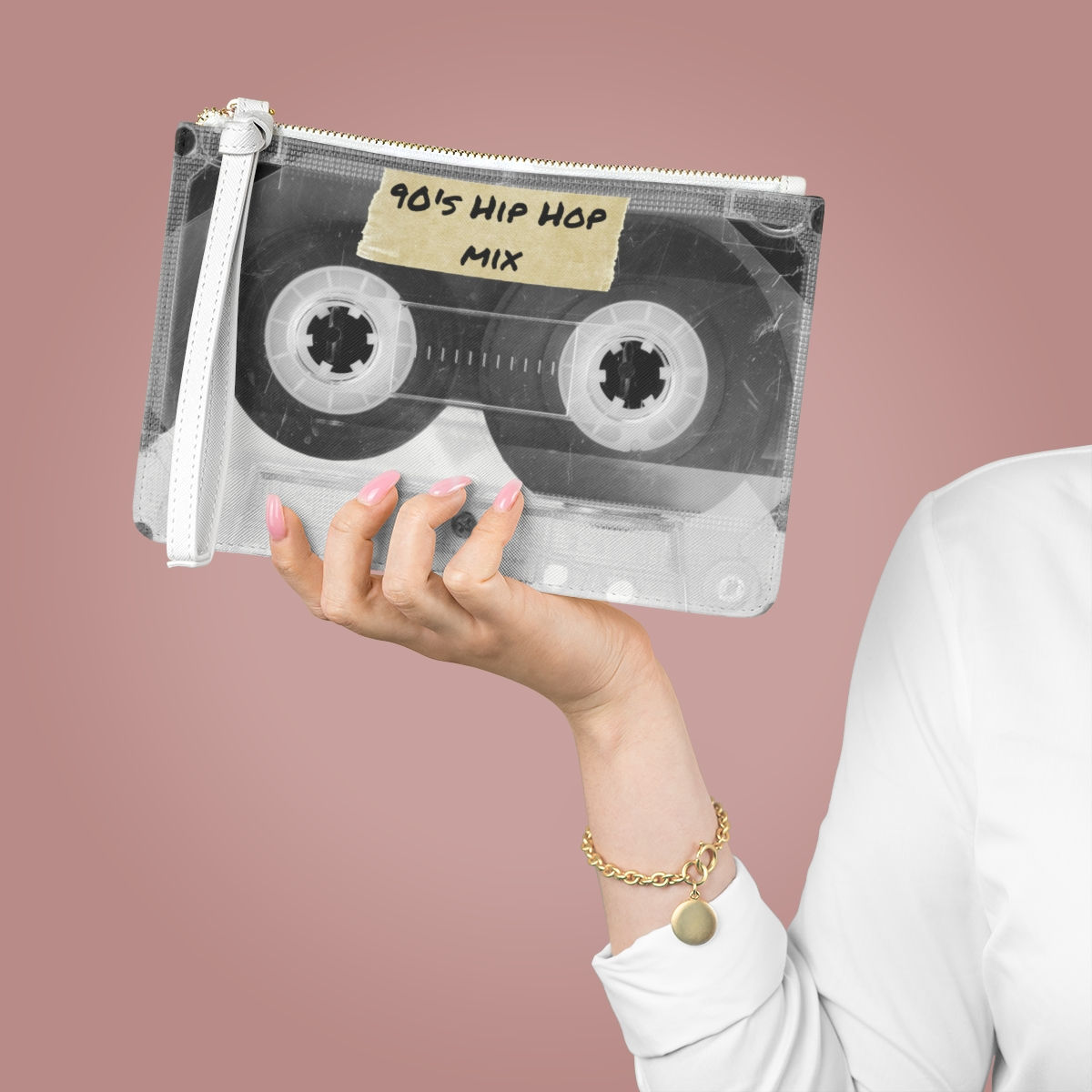 90s Hip Hop Mix Cassette Vegan Leather Clutch Bag