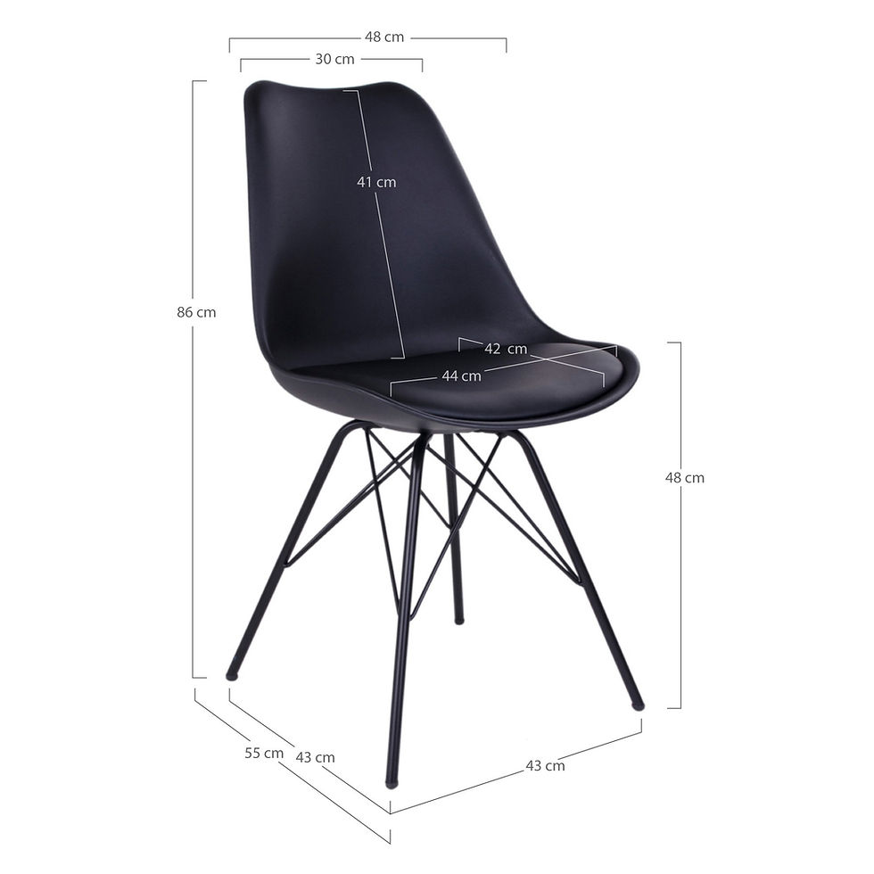 Miniatura: Set de 2 - Sillas de comedor Oslo - Negro