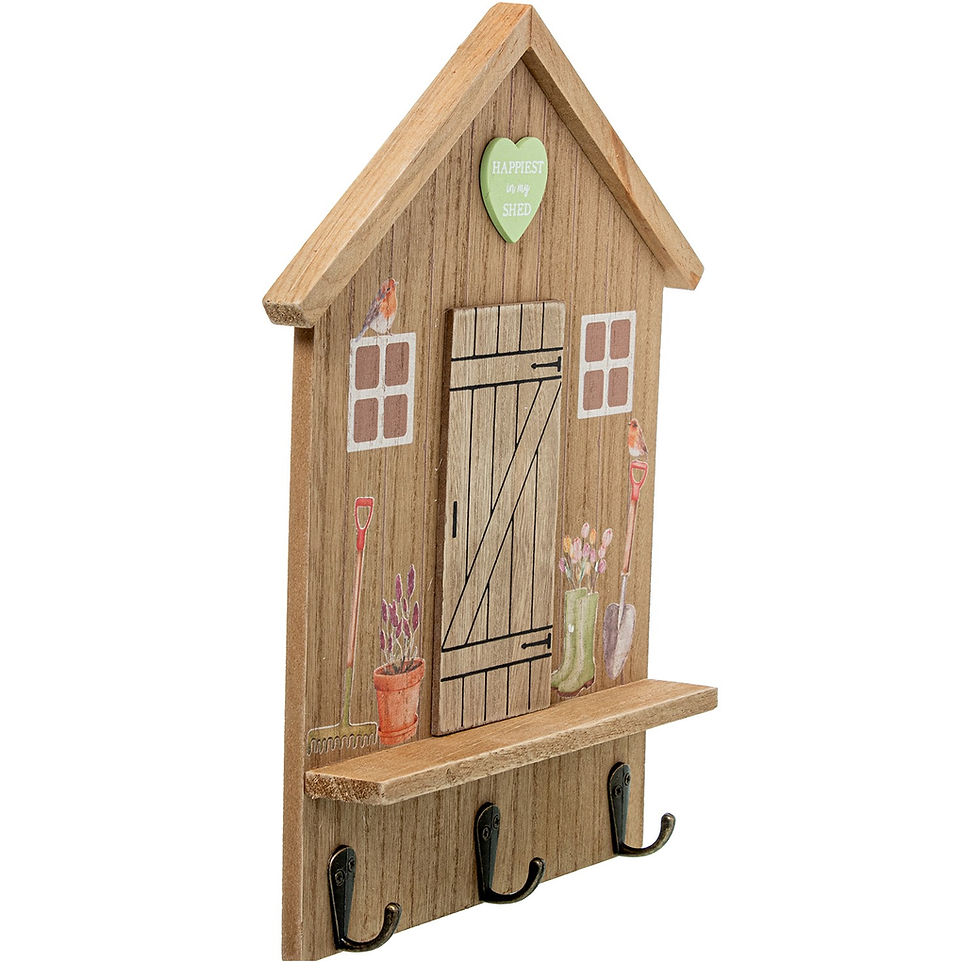 Miniatura: Porta-Chaves de Parede em Madeira - Design de Casinha com 3 Ganchos - 20×4×30 cm