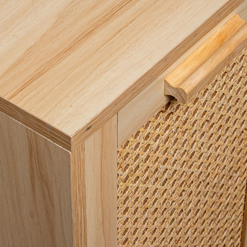 Miniatura: Armario de lavandería en madera natural y ratán
