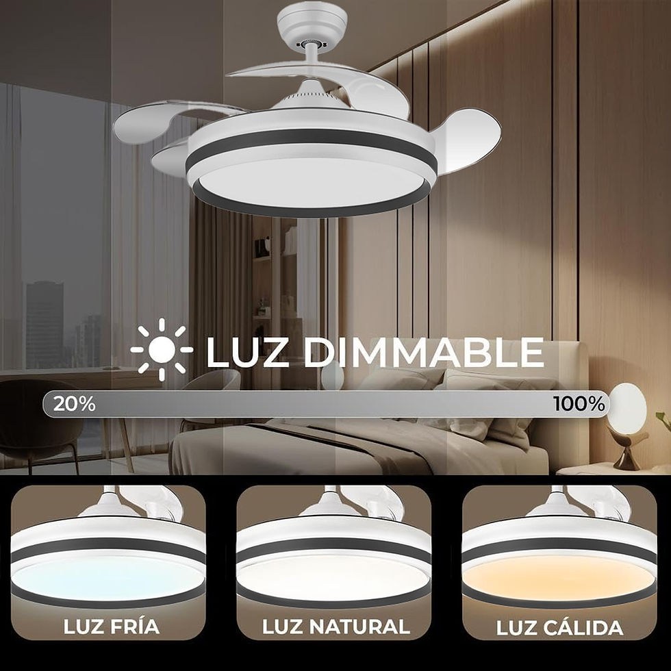 Miniatura: Ventilador de Techo Serene - con Aspas Retráctiles, Luz LED y Motor DC