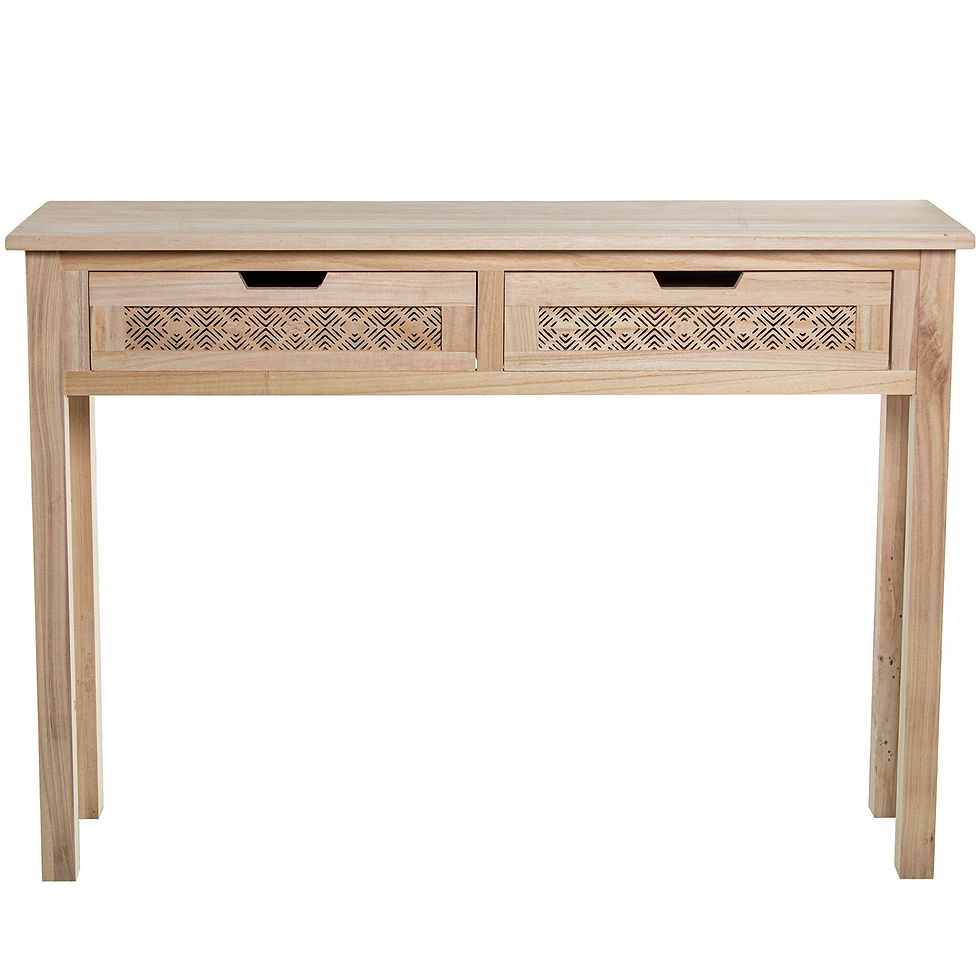 Miniatura: Consola de madera natural con 2 cajones
