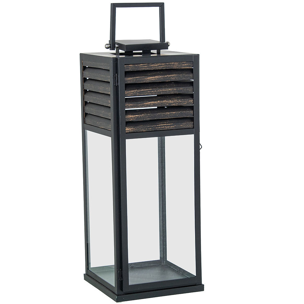 Miniatura: Farol de Metal Preto & Madeira - 20x21x54