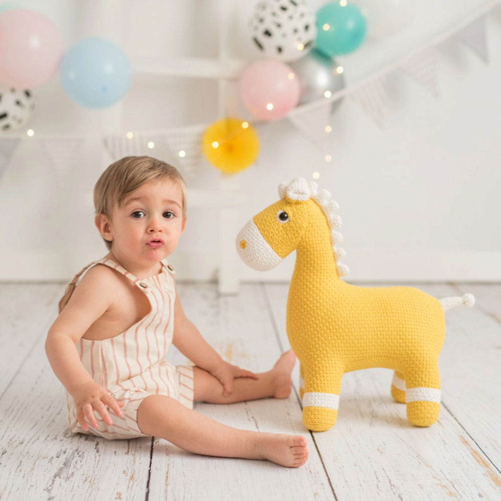 Miniatura: Peluche algodón Caballo - Amarillo