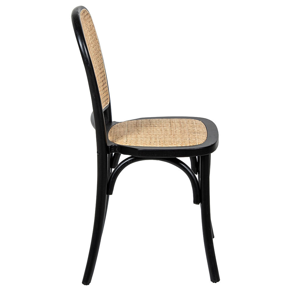 Miniatura: Silla de comedor Elio - Madera de Haya Negra y Ratán