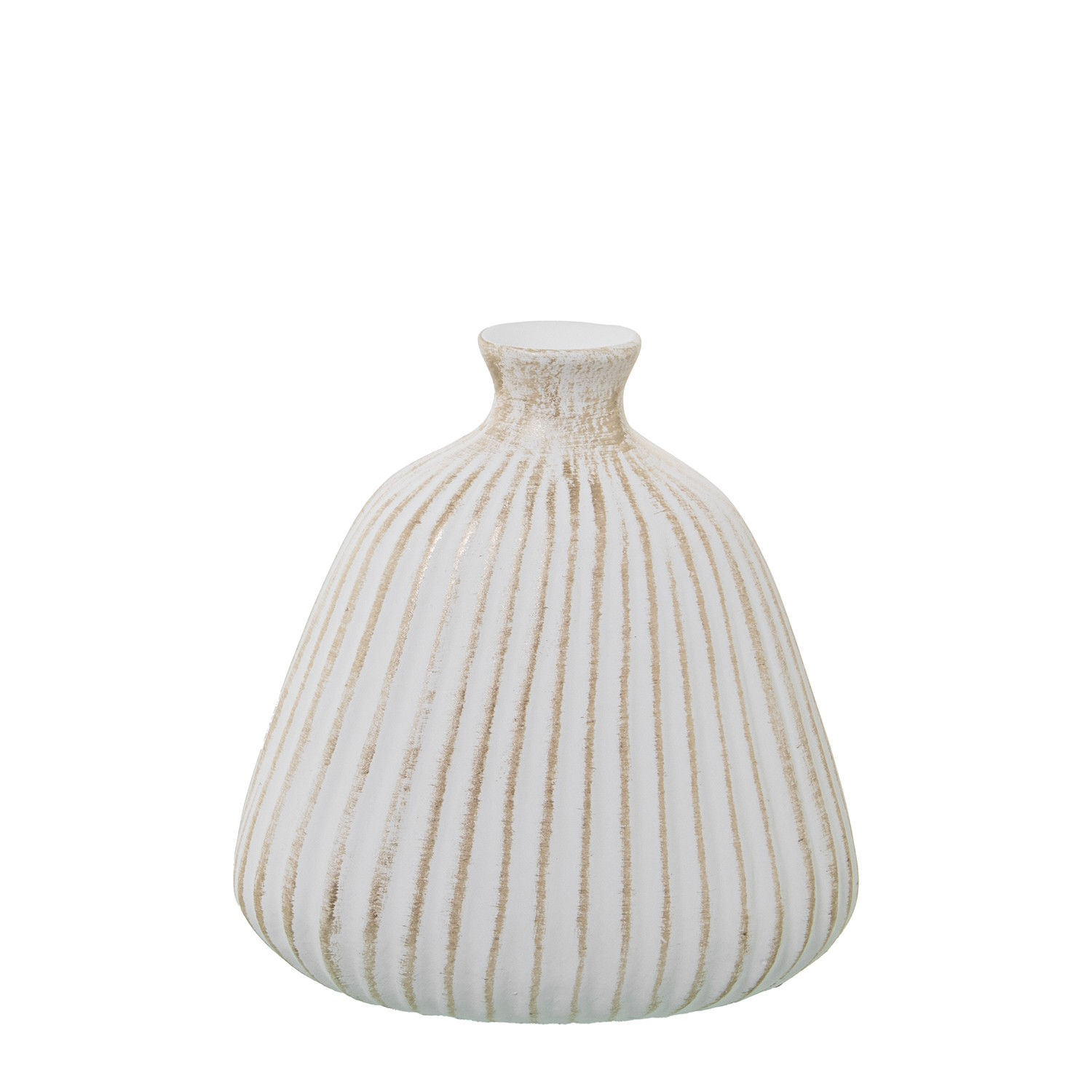 Surcos Bottle Vase - White Matte & Gold - 24x17x26 cm