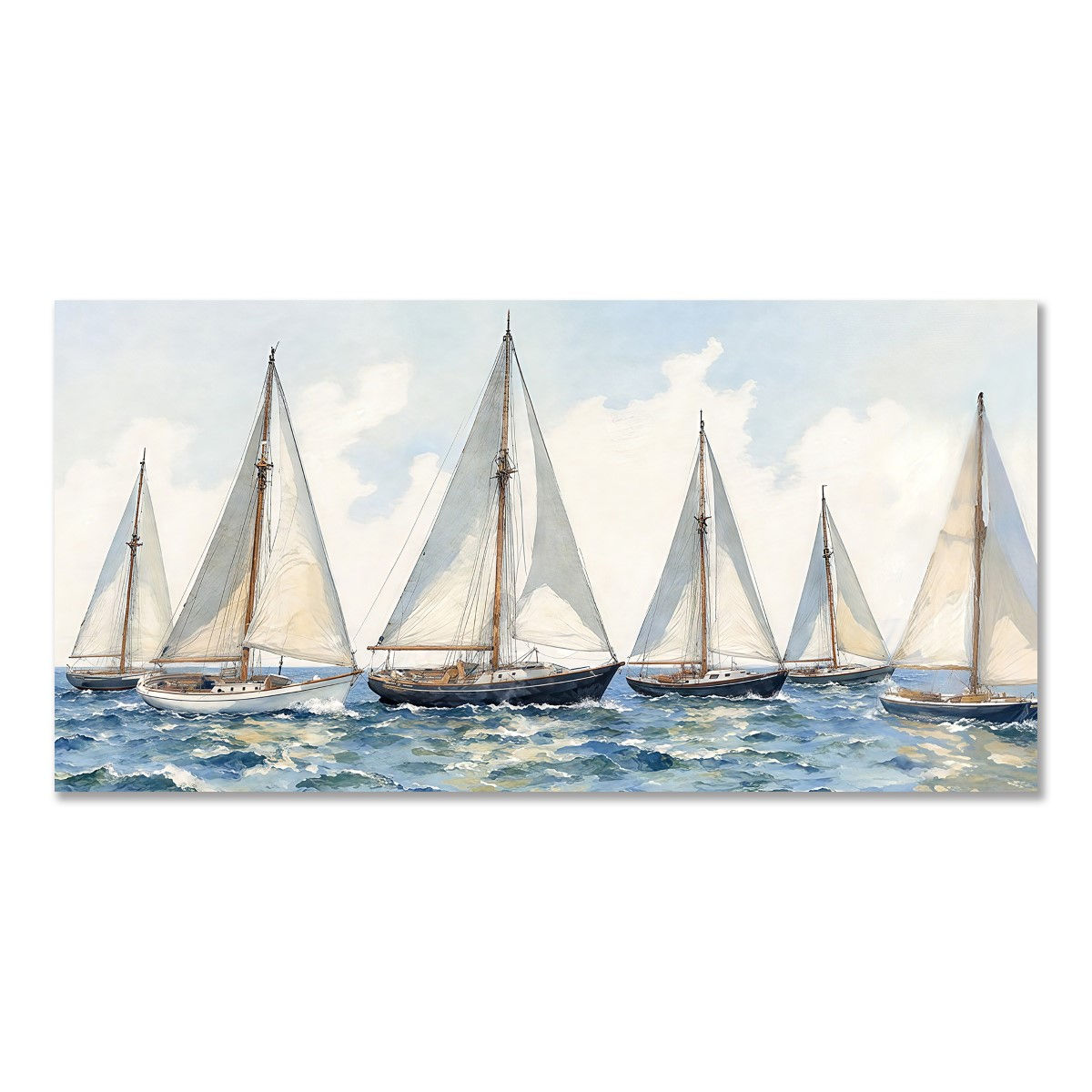 Ocean Voyage - Sailboats Landscape Canvas - 120x60