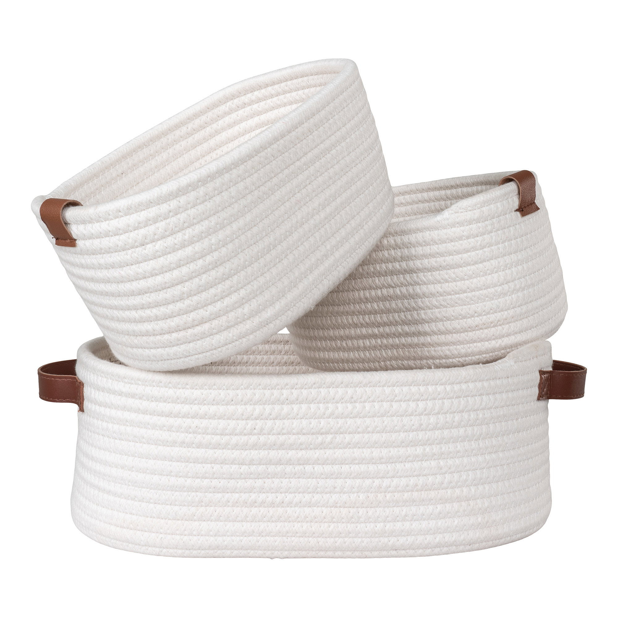 Conj. de 3 Cestos Jarana - Algodão Branco