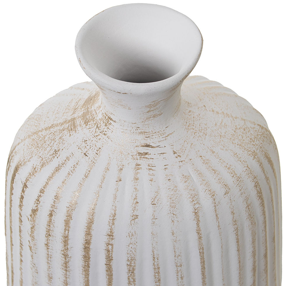 Thumbnail: Surcos Bottle Vase - White Matte & Gold - 17x12x37 cm