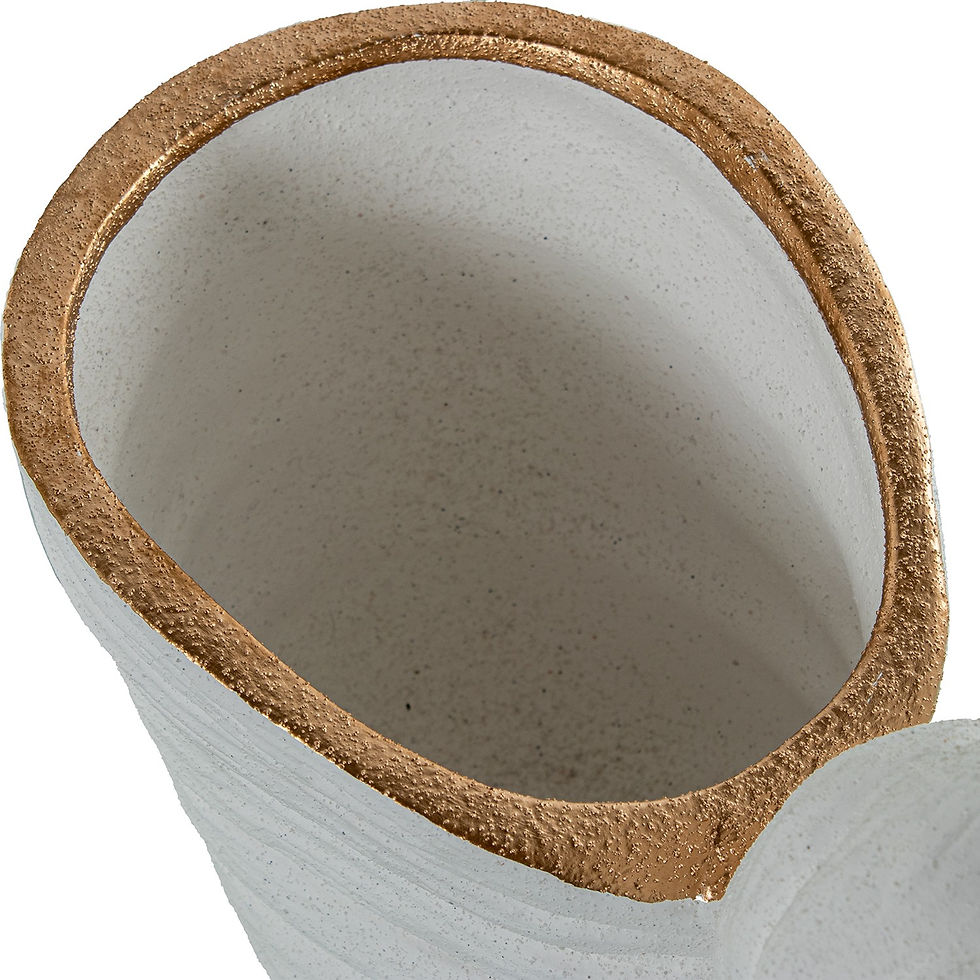 Thumbnail: White & Gold Sand-Finish Shell Centerpiece - 32x15x22cm