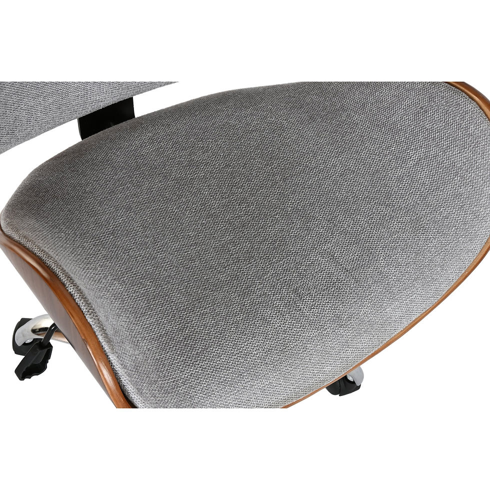 Miniatura: Silla de Oficina Gris Regulable con Estructura de Nogal