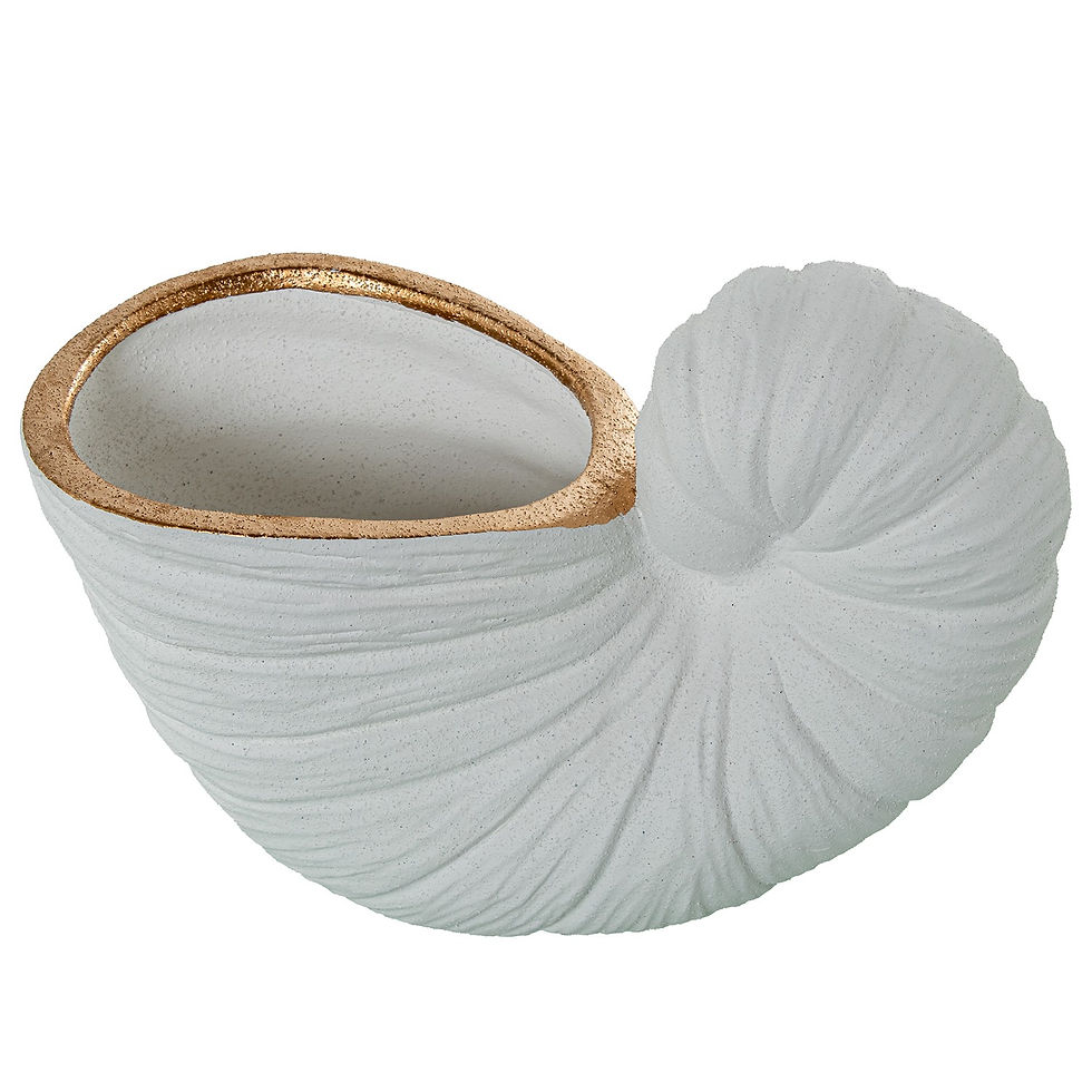 Thumbnail: White & Gold Sand-Finish Shell Centerpiece - 32x15x22cm