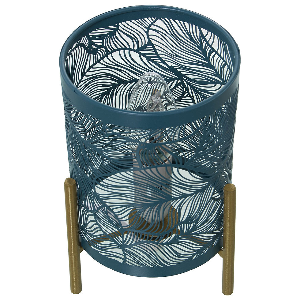 Thumbnail: Petrol Blue Metal Table Lamp with Golden Feet - 19cm