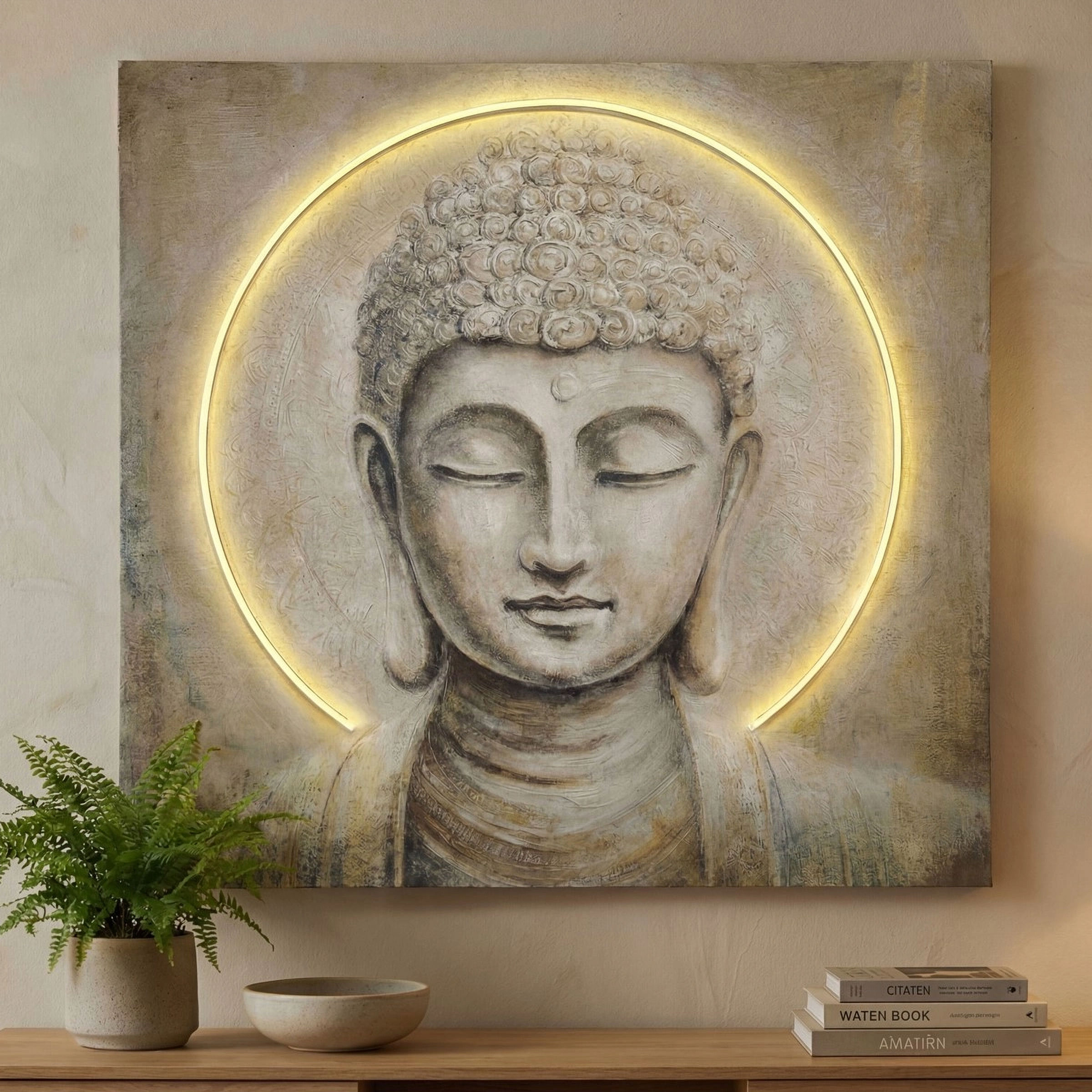 Lienzo de Buda con Halo LED