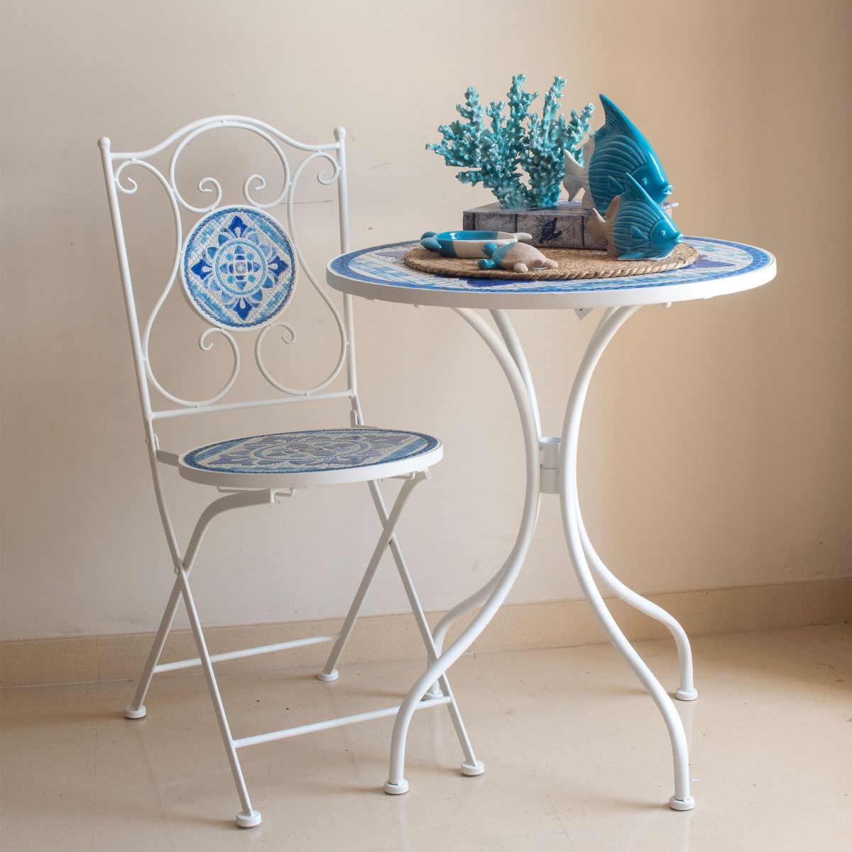 Conjunto de 2 sillas de jardín Azure Mosaic
