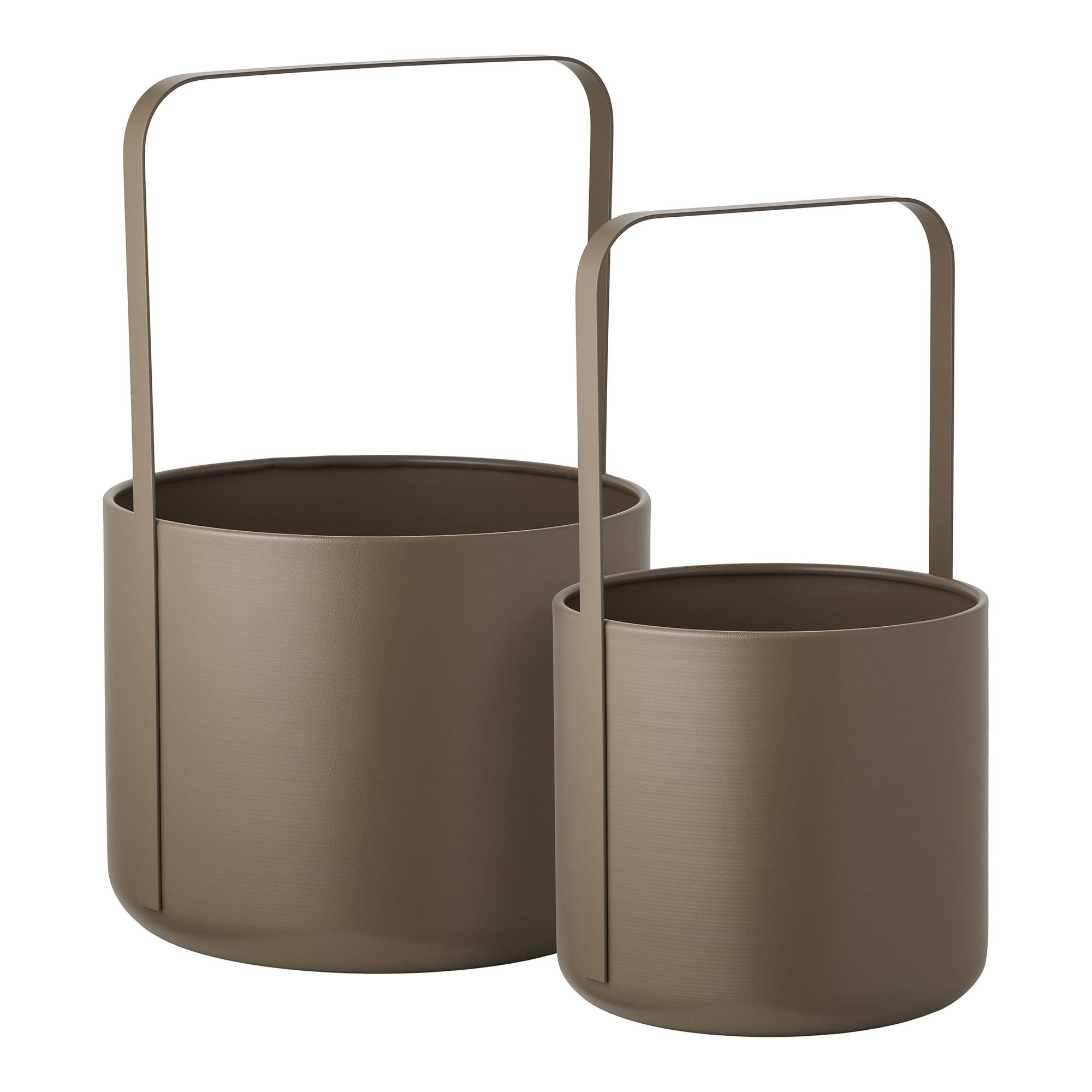 Set of 2 Brown Steel Basket Planters