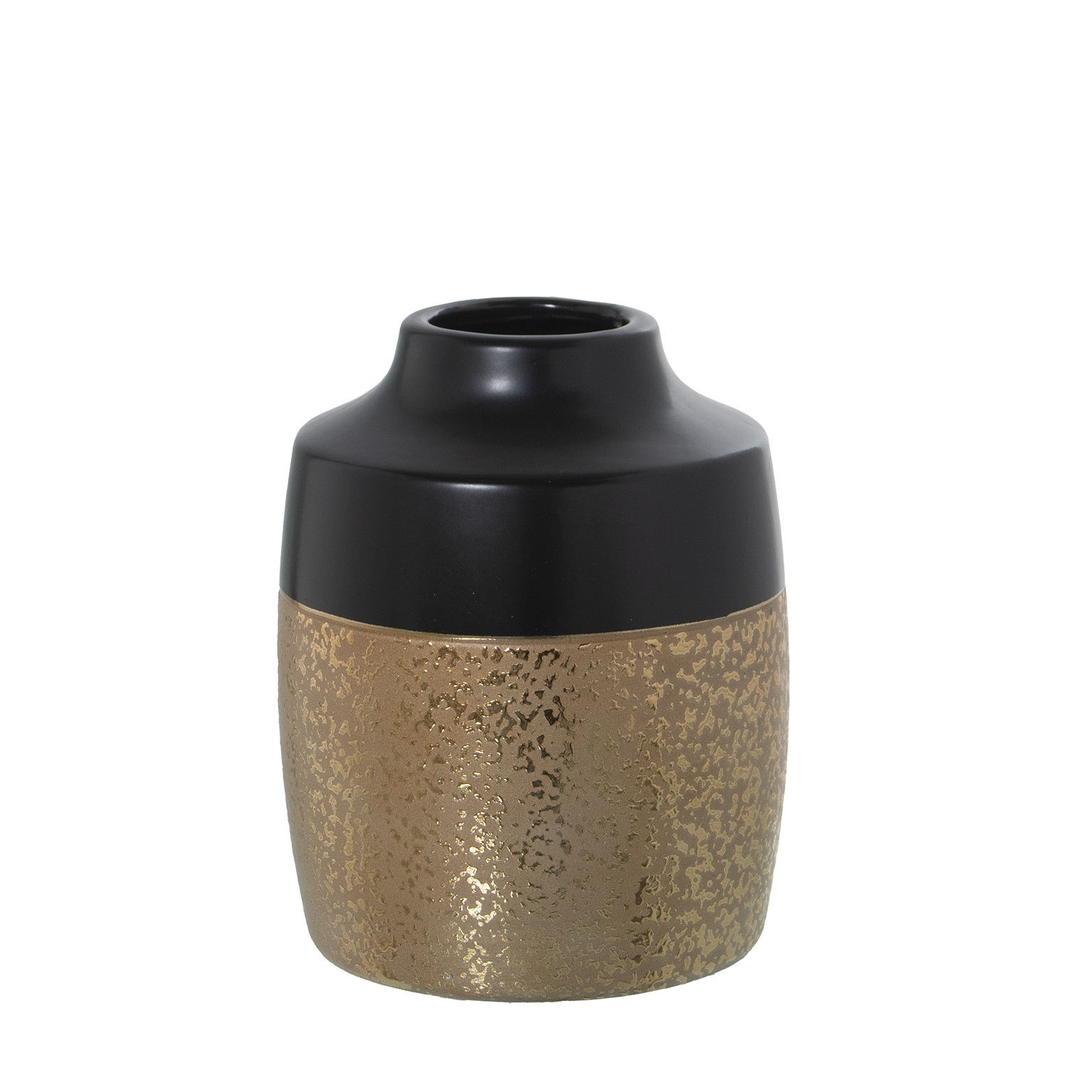 Black & Gold Ceramic Vase - 15 cm