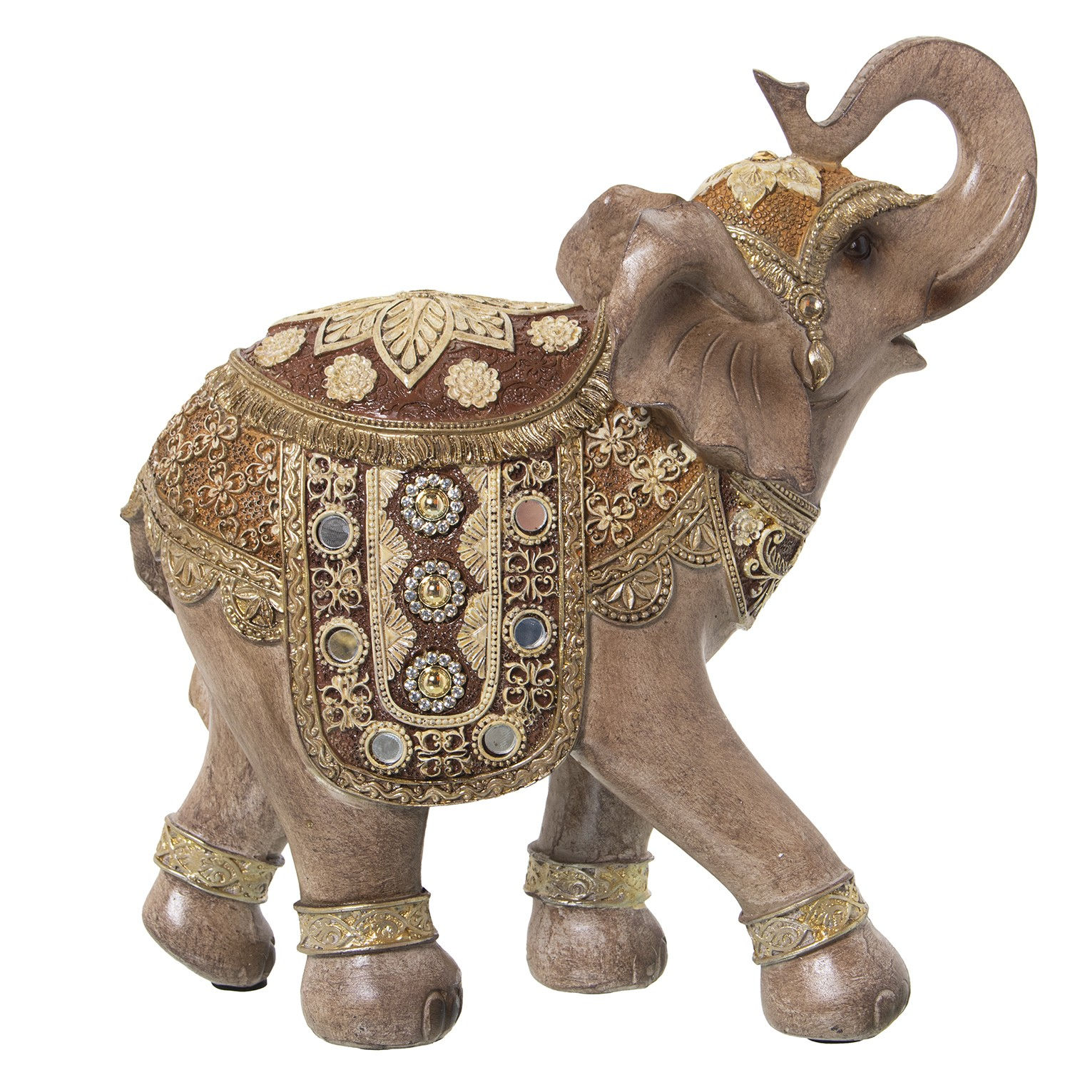 Beige & Golden Elephant Figurine - Resin - 25 cm
